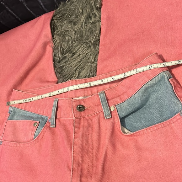 The RAGGED Priest Jeans Pink/Rose Color-block StraightLeg Denim FREE PEOPLE Sz30 - Picture 12 of 16